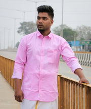 Men's Traditional Pink Cotton Plain Full Sleeve Shirt-Cotton Shirt-7 Man